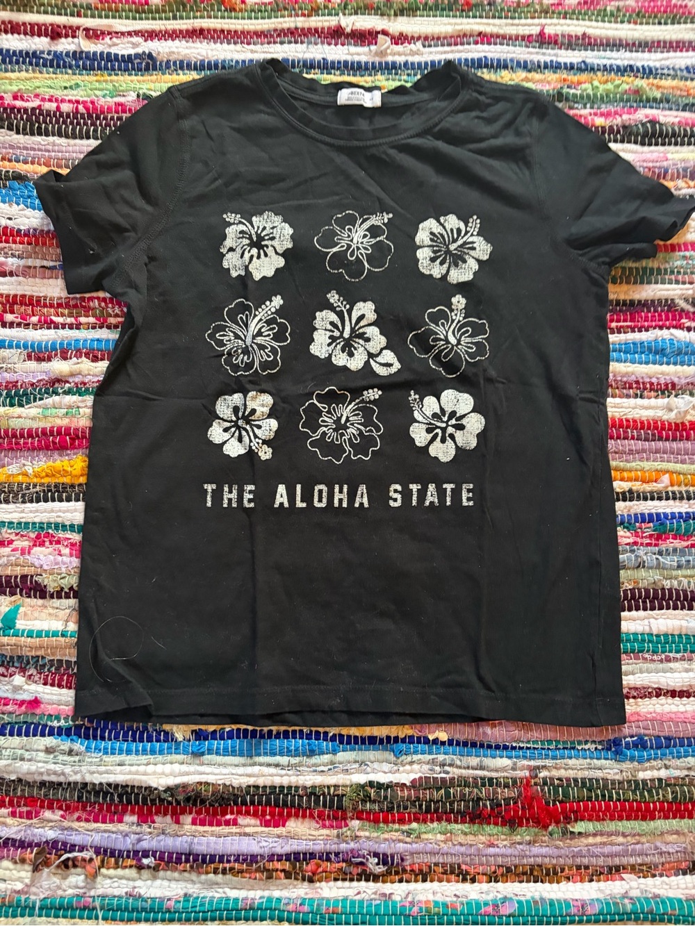 Ardene Black Crewneck Tee with White Label